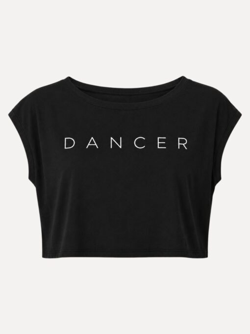 Tschirt, crop top met aangeknipt mouwtje en opdruk Dancer.